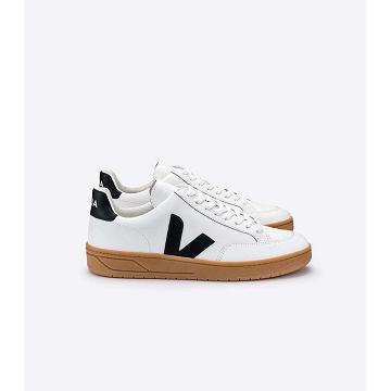 Veja V-12 LEATHER Tornacipő Női White/Black/Beige | HU 670LIS